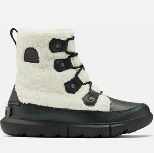 Sorel Women's Explorer II Joan Cozy Waterproof Boot - Black/Sea Salt Size 8